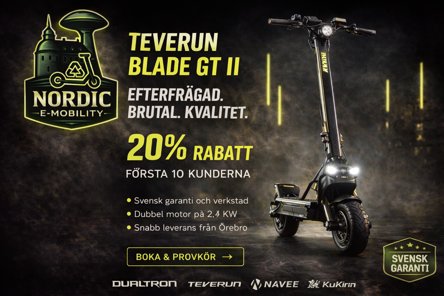 Teverun Blade GT II — Efterfrågad. Brutal. Kvalitet. 20% Rabatt